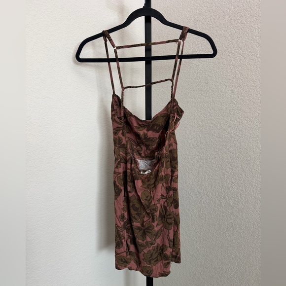 Intimately Free People Pink Mini Dress with Olive Floral Print - Picture 4 of 5